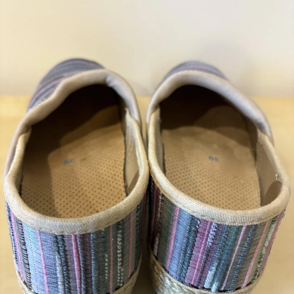 Dansko‎ Shoes Womens Size 39 Multicolor Striped Espadrille Wedge Slip On Comfort